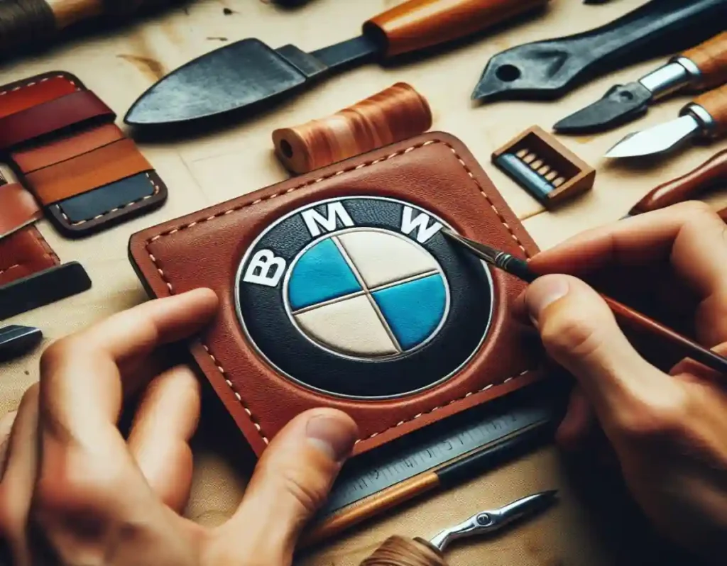 Handcrafted BMW logo leather