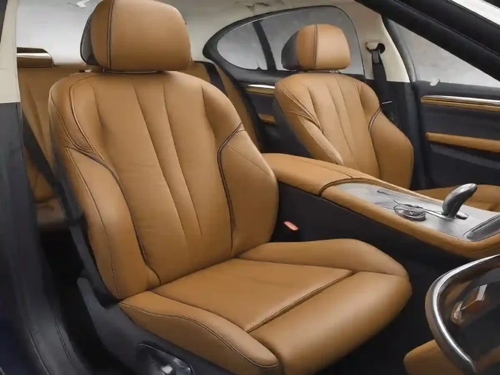 interior of bmw with brown leather seat